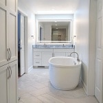 modern remodeled bathroom with tub